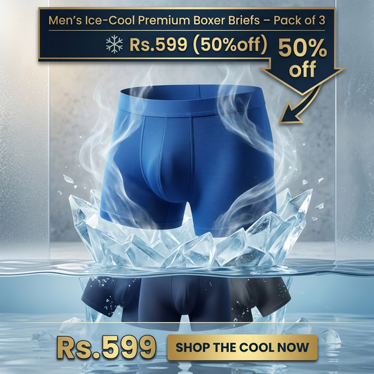 Men's Ice-Cool Premium Boxer Briefs – Pack of 3 @599 | Ultra-Soft, Breathable & All-Day Fresh (COD Available)